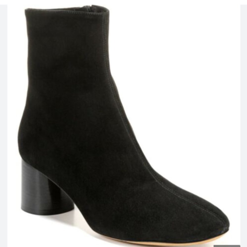 Vince Women's Tasha Block Heel Ankle Boot in Black Suede